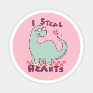 I Steal Hearts Cute Dinosaur With Heart Glasses Valentines Day Magnet